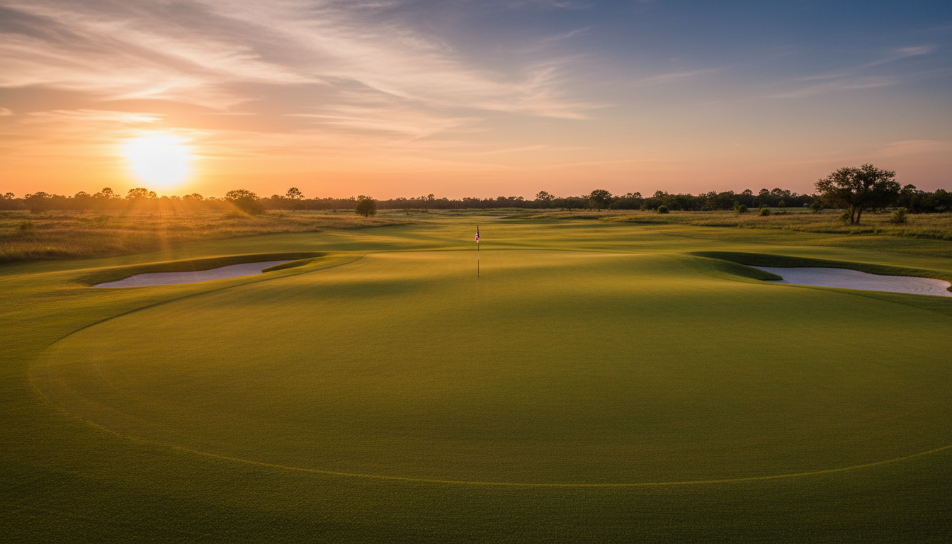 Golf course at sunset